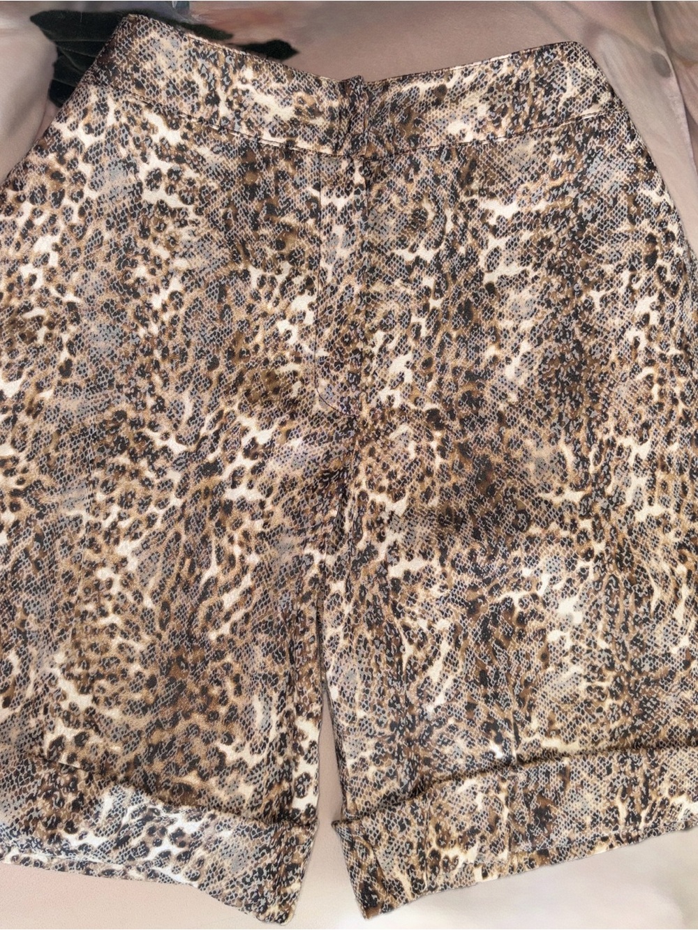 Alberto Makali Reptile Print Women's Bermuda Shorts - Brown Tan Black